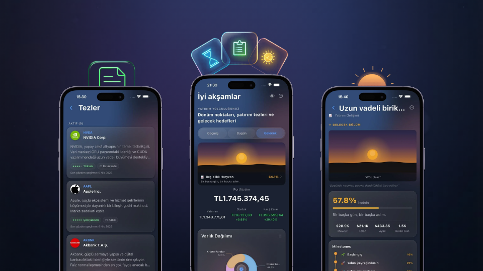Three Horyzon app screenshots shown side by side